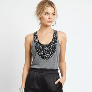 Andrea Behar X Boston Proper Gray Embellished Tank Top S